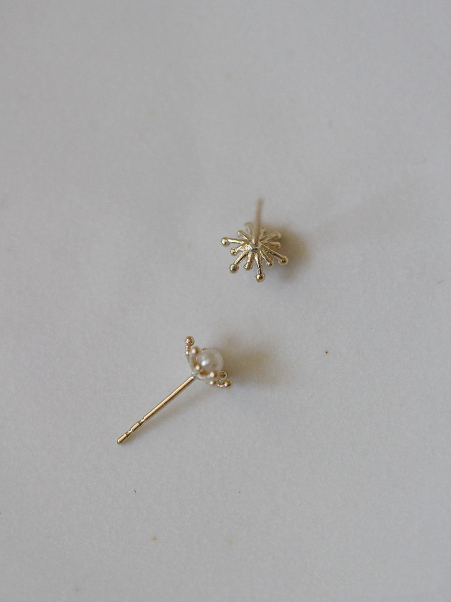 Sunflower Simulated Pearl Stud Earrings