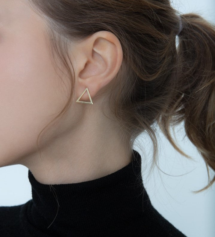 Gold Triangle Stud Earrings