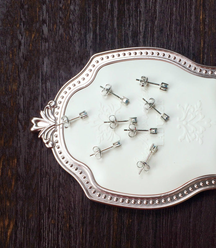 Blue Topaz CZ Stud Earrings