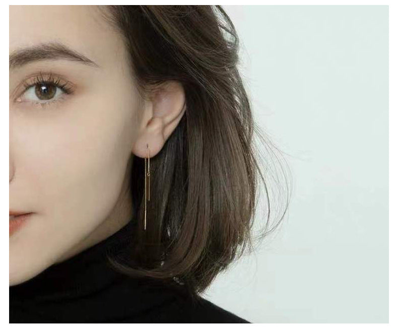 Rectangle Drop Threader Earrings