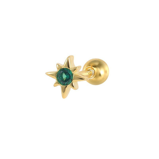 Starburst Emerald CZ Screw Back Earrings