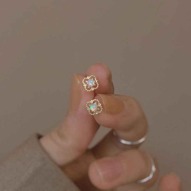 Hollow-out Opal Studs Earrings