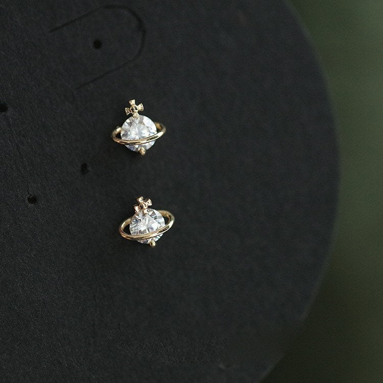 Planet Saturn Stud Earrings