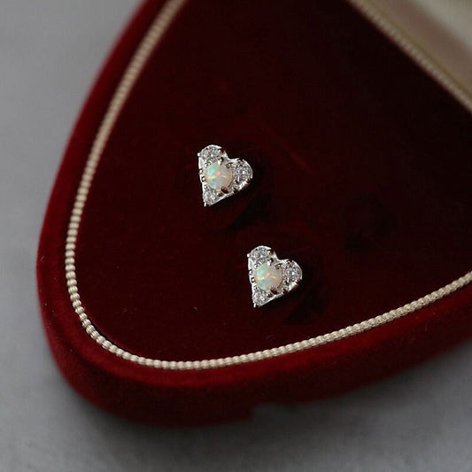 heart opal earrings