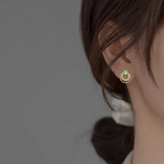 Cat eye earrings| Mother of pearl earrings| Circle in circle earrings