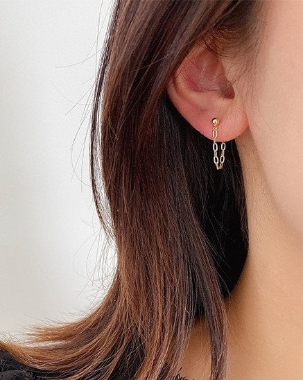 Link Chain Threader Drop Earrings