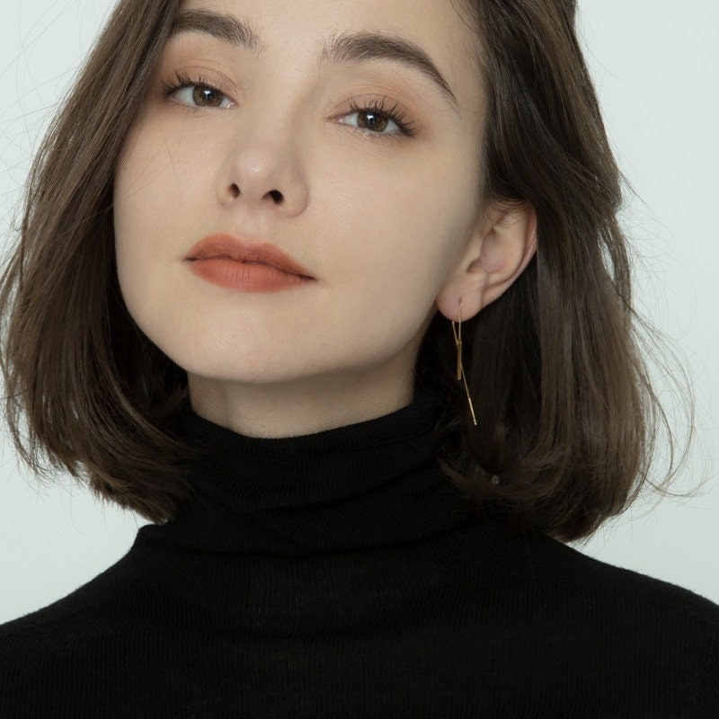 Rectangle Drop Threader Earrings