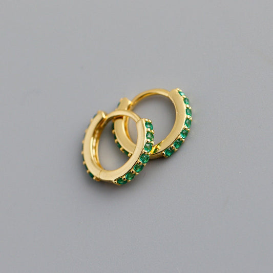 Emerald CZ Hoop Earrings