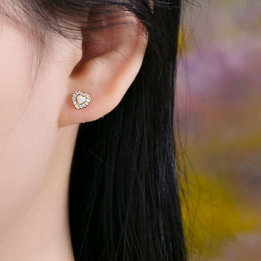 Opal Heart Earrings
