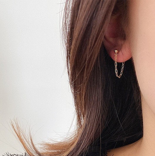Link Chain Threader Drop Earrings