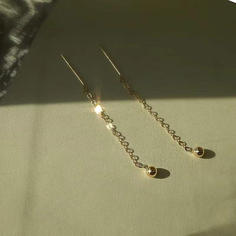 Gold Ball Tassel Dangle Earrings