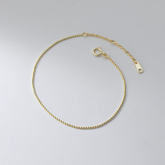 Vergoldete kleine Kugelarmbänder aus Sterlingsilber, zierliches stapelbares/geschichtetes Armband, schmales Armband, trendiges Goldarmband, Geschenk für Sie B06