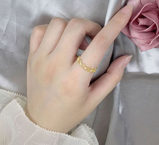 Gold ring hearts| heart promise ring| gold ring with heart shape