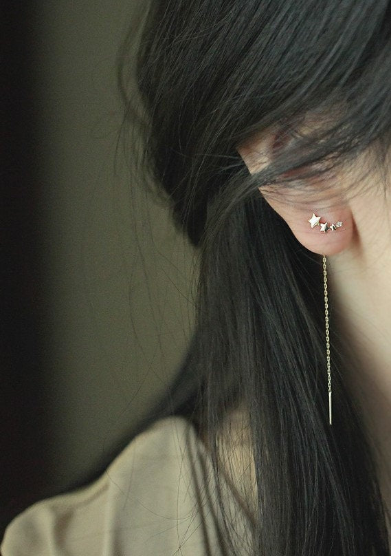 Triple Stars CZ Drop Earrings