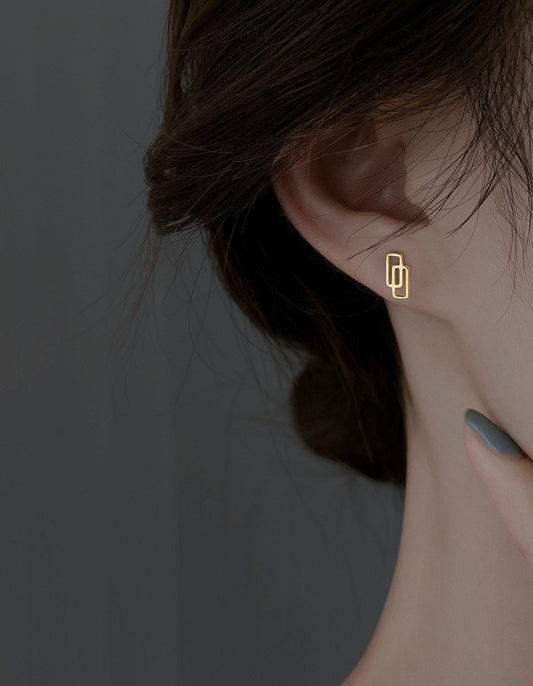 Double Rectangle Stud Earrings