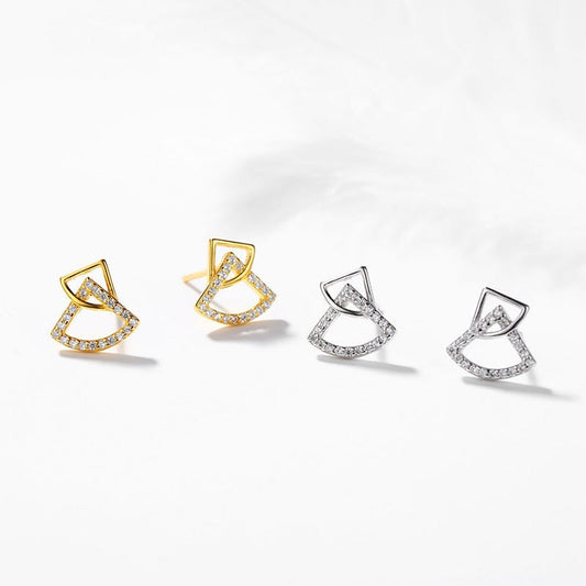 Fan earrings| Gold fan earrings| Silver fan earrings