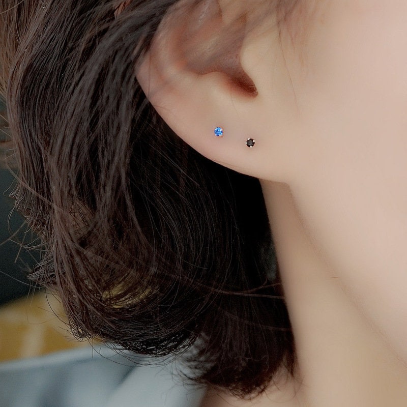 Tiny Multicolor CZ Stud Earrings