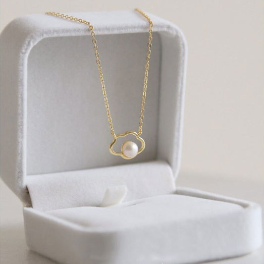 mother of pearl necklace, cloud necklace, tiny cloud necklace