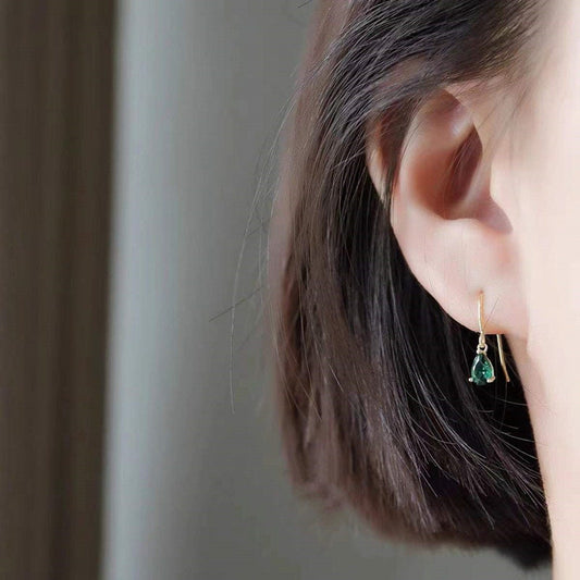 Emerald Waterdrop Hook Dangle Earrings