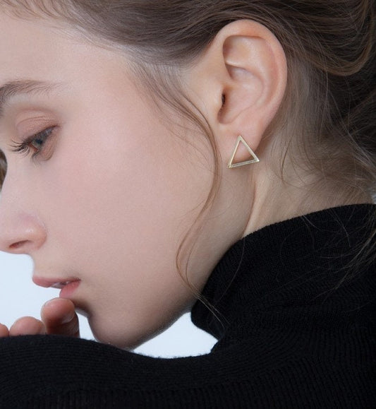 Gold Triangle Stud Earrings