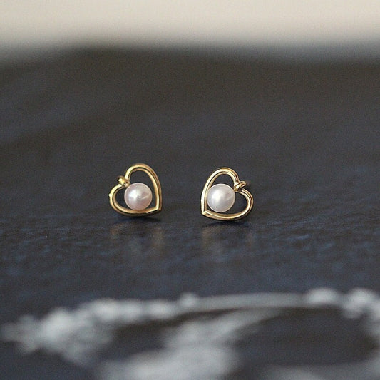 Open Heart Pearl Earrings