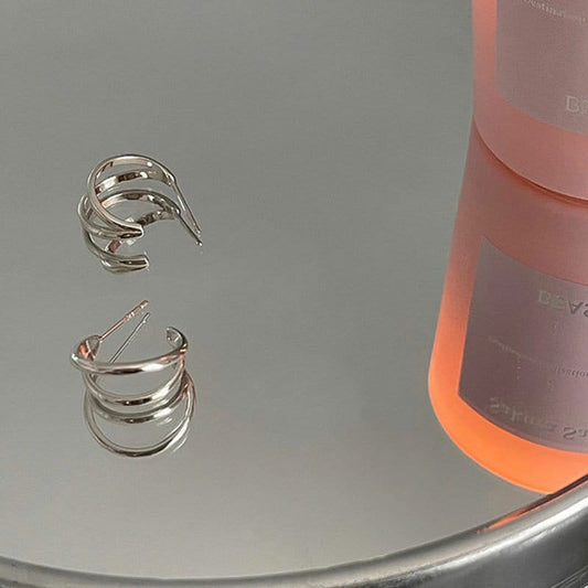 Silver Semi-circle Stud Earrings