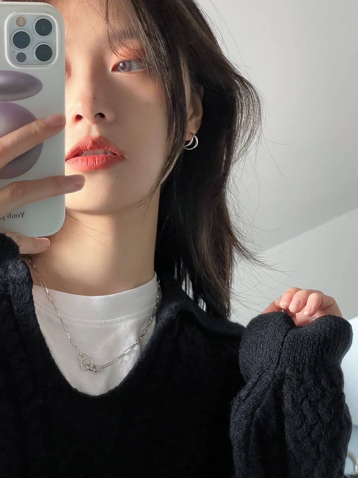 Silver Semi-circle Stud Earrings