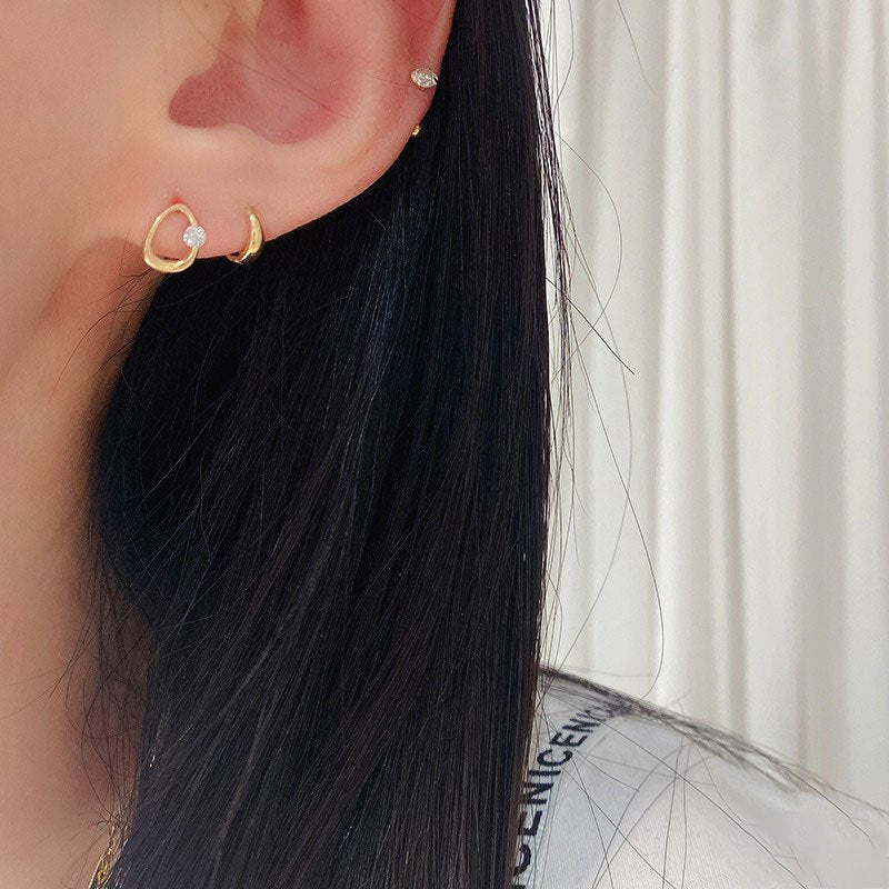 Hollow-out Teardrop CZ Stud Earrings