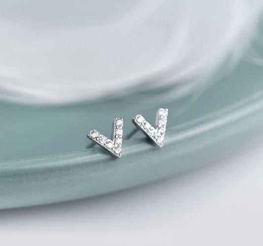 Initial V Arrow Earrings