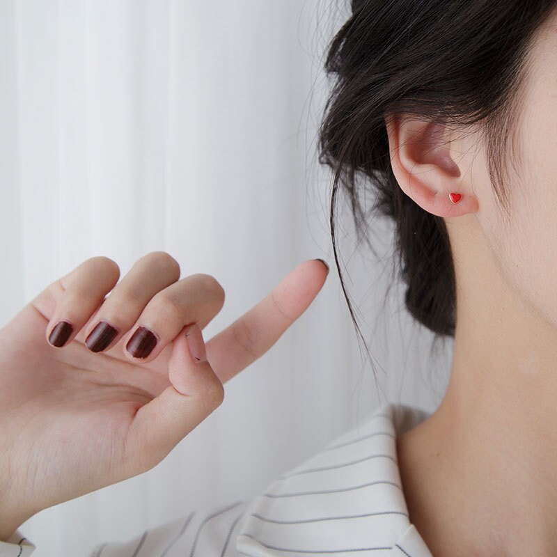 Red Heart/Open Heart Gold Earrings