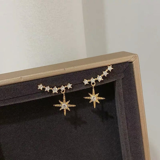 Gold Starburst Drop Earrings