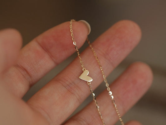 Gold heart anklet| Gold heart anklet bracelet| Heart anklet gold