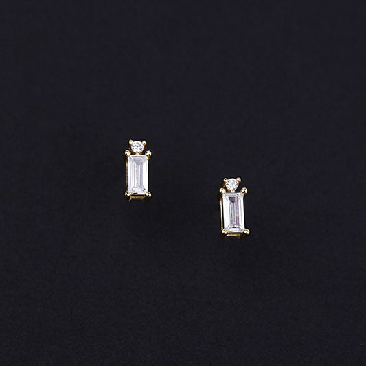 Clear CZ Rectangle Stud Earrings