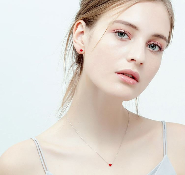 Red Heart Stud Earrings