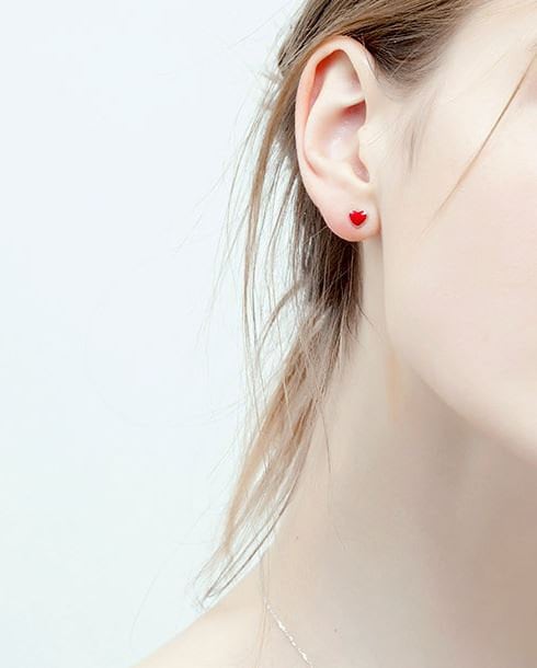 Red Heart Stud Earrings