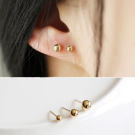 Sterling silver ball stud earrings| Gold ball earrings