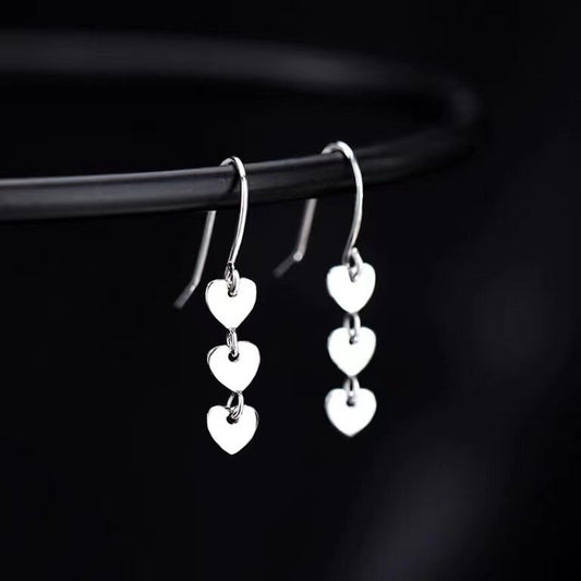 Triple Heart Drop Hook Earrings