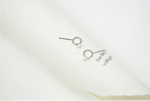 Gold earrings with circle| Bar circle earrings| Silver pearl earrings