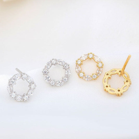 Circle CZ Stud Earrings