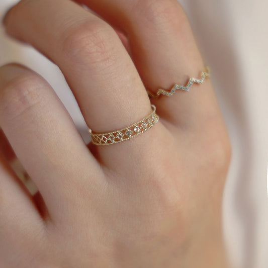 Cuban link ring| Chain link ring gold| Adjustable rings jewelry