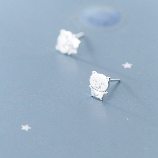 Sterling Silber Schweinchen Herz Ohrstecker, Kleine Schweinchen Ohrringe, Smiley Ferkel Ohrringe, Niedliche Tier Ohrringe, Geschenke für Sie, E249