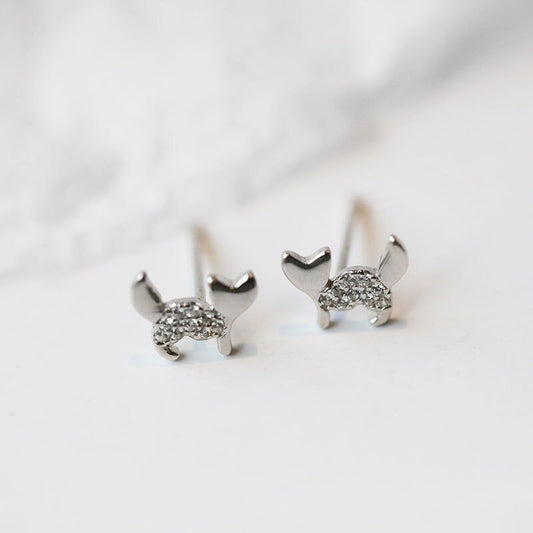 S925 Silber CZ Katzen Ohrstecker, Entzückende Kätzchen Ohrringe, Süße Kätzchen Ohrstecker, Gold Katzen Ohrstecker, Minimalistische CZ Tier Ohrstecker Geschenk für sie E256