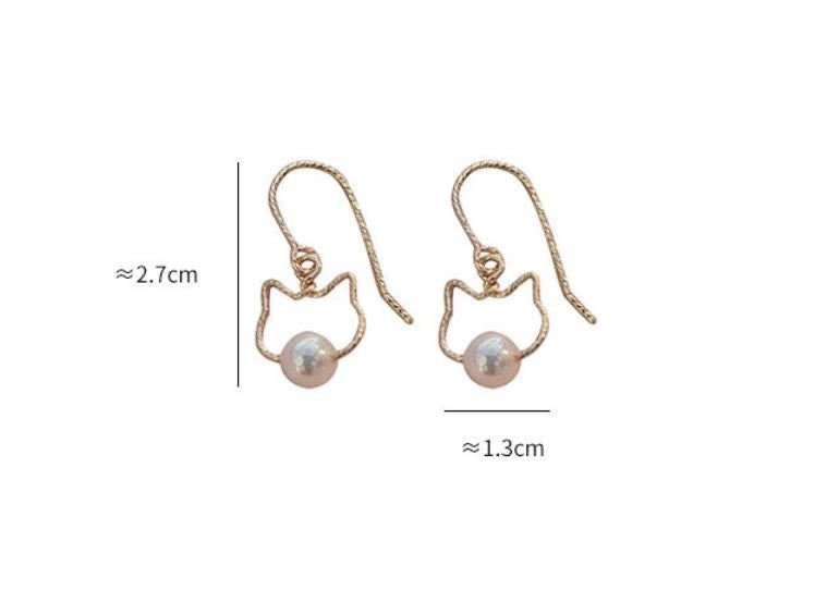 Cat Pearl Drop Earrings