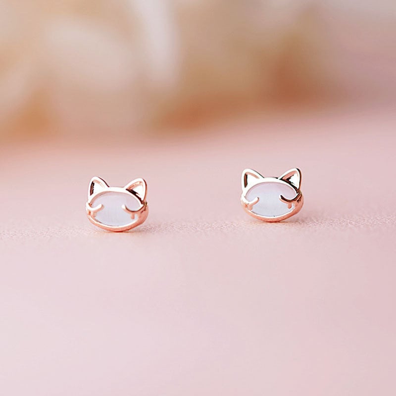 14k Solid Gold Cat Stud Earrings (Pair), hotsell Tiny Kitten Gold earrings, Minimalist earrings