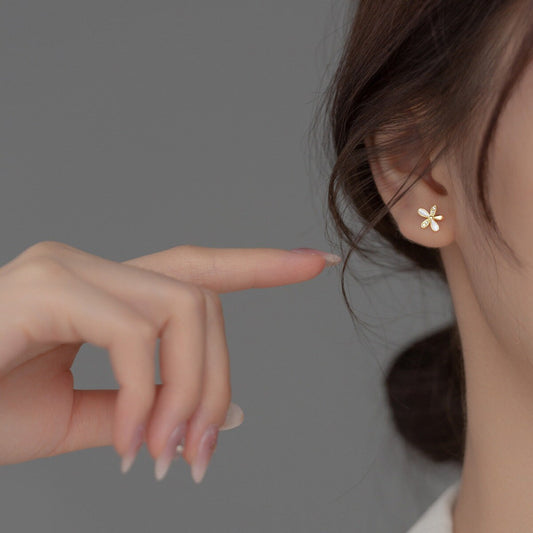 Gold CZ Flower Earrings