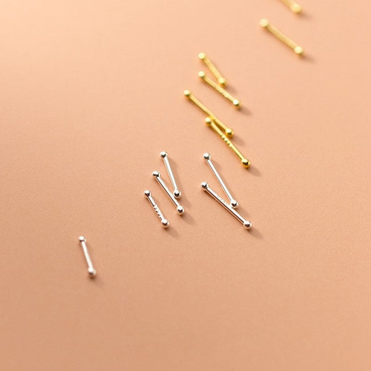 S925 Silber kleine Kugelohrringe, Schlafohrringe, Ohrheilstäbe, Helix-Ohrstecker, Tragus-Ohrstecker, zwei Kugeln, um Verlust zu verhindern, winzige Punkt-Ohrstecker E292