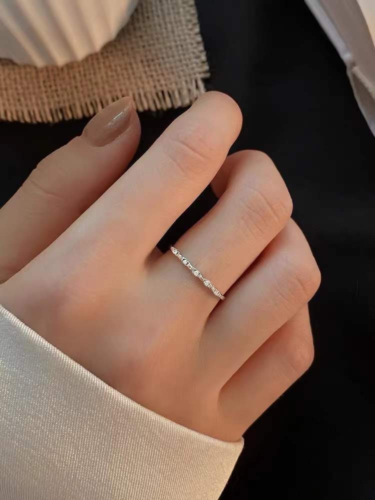 Skinny Open Size CZ Adjustable Ring