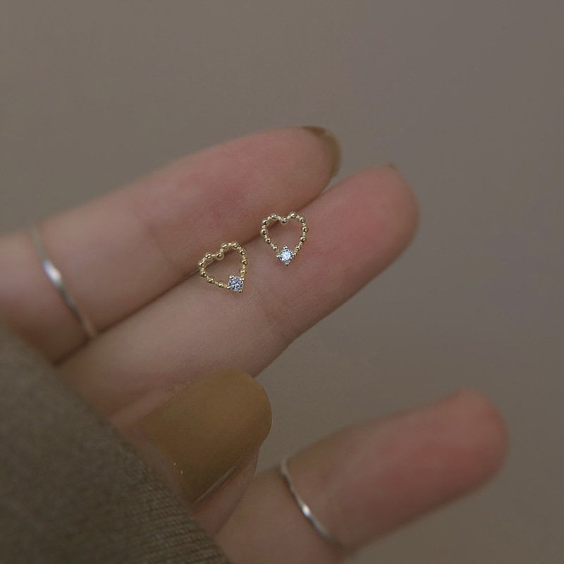 Open Heart Stud Earrings