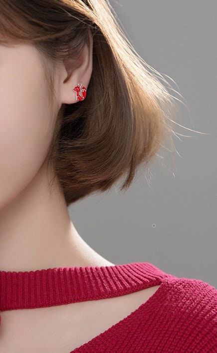 Red Fox Stud Earrings