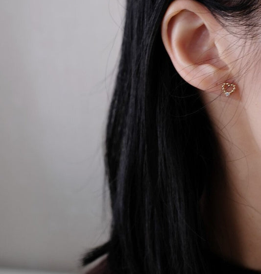 Open Heart Stud Earrings